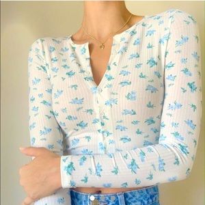 blue floral cardigan SOFT